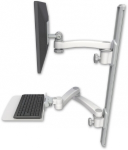 ICW EV65-T36D-KU12F-A3-MW LCD mount, 36" Track, two arms, a 12" KB, 11" arm, 20" two arms, White