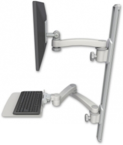 ICW EV65-T36D-KU12F-A3-QG LCD mount, 36" Track, two arms, a 12" KB, 11" arm, 20" two arms, Gray