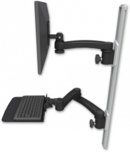 ICW EV65-T36D-KU12F-A3-WB LCD mount, 36" Track, two arms, a 12" KB, 11" arm, 20" two arms, Black