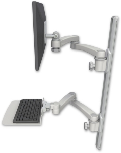 ICW EV65-T36D-KU12F-A4-QG LCD mount, 36" Track, two arms, a 12" KB, two 20" two armss, Gray
