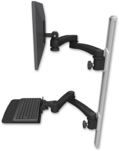 ICW EV65-T36D-KU12F-A4-WB LCD mount, 36" Track, two arms, a 12" KB, two 20" two armss, Black