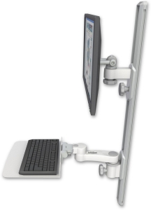 ICW EV65-T36D-KU12F-AS1-MW LCD mount, 36" Track, two arms, a 12" KB, 6" arm, White