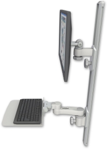 ICW EV65-T36D-KU12F-AS1-QG LCD mount, 36" Track, two arms, a 12" KB, 6" arm, Gray