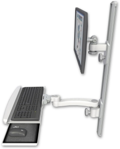 ICW EV65-T36D-KUB-A1-MW LCD mount, 36" Track, two arms, a bent KB, 11" arm, White