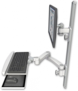 ICW EV65-T36D-KUB-A2-MW LCD mount, 36" Track, two arms, a bent KB, 20" two arms, White