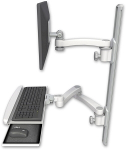 ICW EV65-T36D-KUB-A3-MW LCD mount, 36" Track, two arms, a bent KB, 20" two arms, White