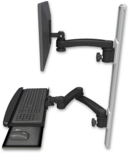 ICW EV65-T36D-KUB-A3-WB LCD mount, 36" Track, two arms, a bent KB, 20" two arms, Black