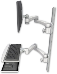 ICW EV65-T36D-KUB-A4-MW LCD mount, 36" Track, two arms, a bent KB, two 20" two arms, White