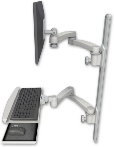 ICW EV65-T36D-KUB-A4-QG LCD mount, 36" Track, two arms, a bent KB, two 20" two armss, Gray