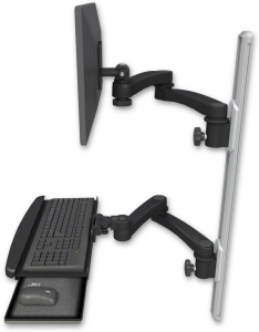 ICW EV65-T36D-KUB-A4-WB LCD mount, 36" Track, two arms, a bent KB, two 20" two armss, Black
