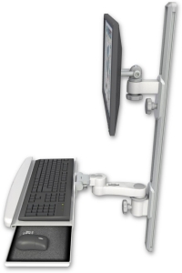 ICW EV65-T36D-KUB-AS1-MW LCD mount, 36" Track, two arms, a bent KB, 6" arm, White