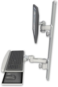 ICW EV65-T36D-KUB-AS1-QG LCD mount, 36" Track, two arms, a bent KB, 6" arm, Gray