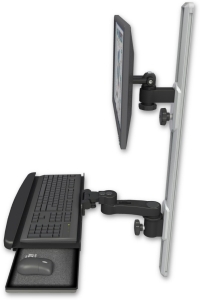 ICW EV65-T36D-KUB-AS1-WB LCD mount, 36" Track, two arms, a bent KB, 6" arm, Black
