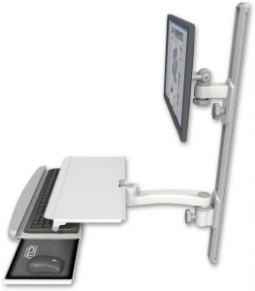 ICW EV65-T36D-KUS-A1-MW LCD mount, 36" Track, two arms, work surface, KB, 11" arm, White