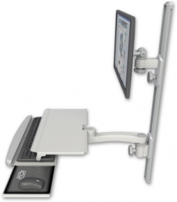 ICW EV65-T36D-KUS-A1-QG LCD mount, 36" Track, two arms, work surface, KB, 11" arm, Gray