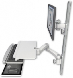 ICW EV65-T36D-KUS-A2-MW LCD mount, 36" Track, two arms, work surface, KB, 20" two arms, White