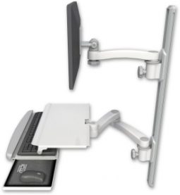 ICW EV65-T36D-KUS-A3-MW LCD mount, 36" Track, two arms, work surface, KB, 11" arm, 20" two arms, Whi