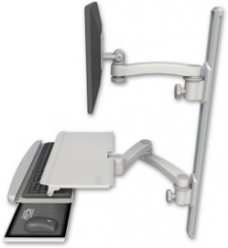 ICW EV65-T36D-KUS-A3-QG LCD mount, 36" Track, two arms, work surface, KB, 11" arm, 20" two arms, Gra