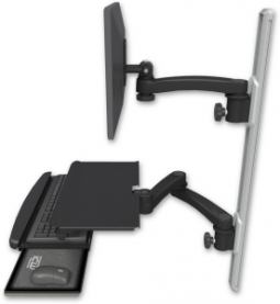 ICW EV65-T36D-KUS-A3-WB LCD mount, 36" Track, two arms, work surface, KB, 11" arm, 20" two arms, Bla
