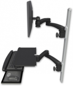 ICW EV65-T36D-KUS-A4-WB LCD mount, 36" Track, two arms, work surface, KB, two 20" two armss, Black