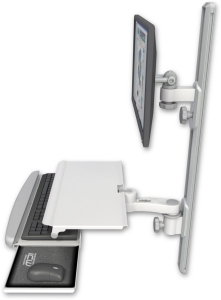 ICW EV65-T36D-KUS-AS1-MW LCD mount, 36" Track, two arms, work surface, KB, 6" arm, White