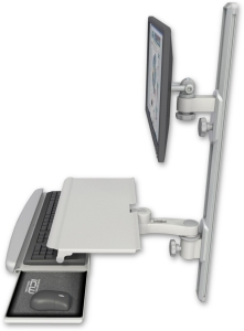 ICW EV65-T36D-KUS-AS1-QG LCD mount, 36" Track, two arms, work surface, KB, 6" arm, Gray