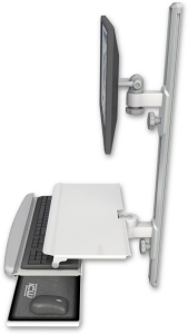 ICW EV65-T36D-KUS-MW LCD mount, 36" Track, two arms, work surface tray and slide-out KB, White