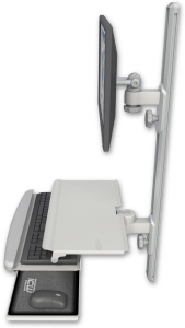 ICW EV65-T36D-KUS-QG LCD mount, 36" Track, two arms, work surface tray and slide-out KB, Gray