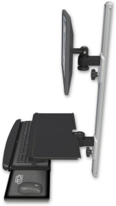 ICW EV65-T36D-KUS-WB LCD mount, 36" Track, two arms, work surface tray and slide-out KB, Black