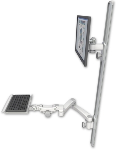ICW EV65-T50D-KP12-A2-MW LCD mount, 50" Track, two arms, a 12" KB, 20" two arms, White