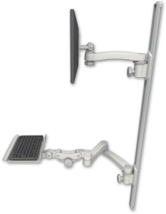 ICW EV65-T50D-KP12-A3-QG LCD mount, 50" Track, two arms, a 12" KB, 11" arm, 20" two arms, Gray