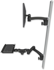 ICW EV65-T50D-KP12-A3-WB LCD mount, 50" Track, two arms, a 12" KB, 11" arm, 20" two arms, Black