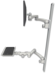 ICW EV65-T50D-KP12-A4-QG LCD mount, 50" Track, two arms, a 12" KB, two 20" two armss, Gray