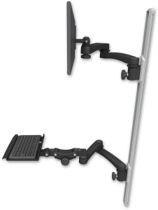 ICW EV65-T50D-KP12-A4-WB LCD mount, 50" Track, two arms, a 12" KB, two 20" two armss, Black
