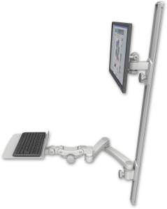 ICW EV65-T50D-KP12F-A2-QG LCD mount, 50" Track, two arms, a 12" KB, 20" two arms, Gray