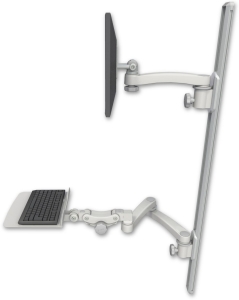 ICW EV65-T50D-KP12F-A3-QG LCD mount, 50" Track, two arms, a 12" KB, 11" arm, 20" two arms, Gray