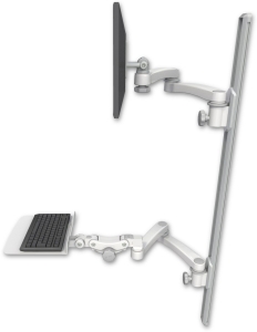 ICW EV65-T50D-KP12F-A4-MW LCD mount, 50" Track, two arms, a 12" KB, two 20" two arms, White