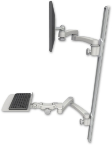 ICW EV65-T50D-KP12F-A4-QG LCD mount, 50" Track, two arms, a 12" KB, two 20" two armss, Gray