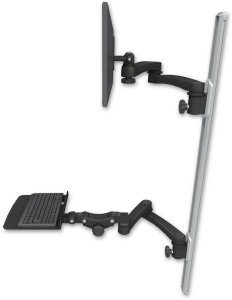 ICW EV65-T50D-KP12F-A4-WB LCD mount, 50" Track, two arms, a 12" KB, two 20" two armss, Black