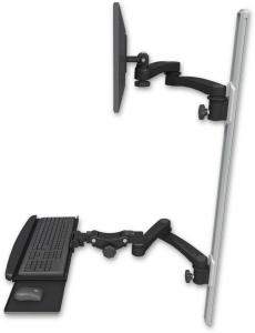 ICW EV65-T50D-KPB-A4-WB LCD mount, 50" Track, two arms, KB,, two 20" two armss, Black