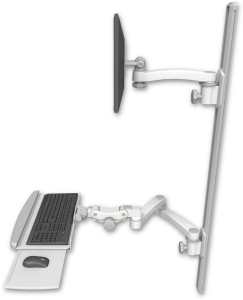 ICW EV65-T50D-KPP-A3-MW LCD mount, 50" Track, two arms, HDPE KB, 11" arm, 20" two arms, White