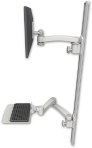 ICW EV65-T50D-KU12F-A3-QG LCD mount, 50" Track, two arms, a 12" KB, 11" arm, 20" two arms, Gray
