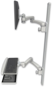 ICW EV65-T50D-KUB-A4-QG LCD mount, 50" Track, two arms, a bent KB, two 20" two armss, Gray