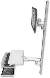 ICW EV65-T50D-KUS-A1-MW LCD mount, 50" Track, two arms, work surface, KB, 11" arm, White