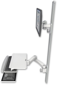 ICW EV65-T50D-KUS-A2-MW LCD mount, 50" Track, two arms, work surface, KB, 20" two arms, White