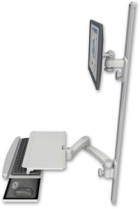ICW EV65-T50D-KUS-A2-QG LCD mount, 50" Track, two arms, work surface, KB, 20" two arms, Gray