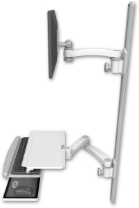 ICW EV65-T50D-KUS-A3-MW LCD mount, 50" Track, two arms, work surface, KB, 11" arm, 20" two arms, Whi
