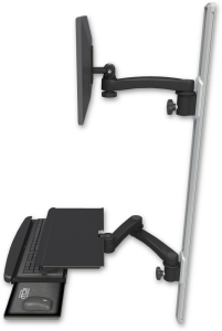 ICW EV65-T50D-KUS-A3-WB LCD mount, 50" Track, two arms, work surface, KB, 11" arm, 20" two arms, Bla