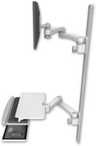 ICW EV65-T50D-KUS-A4-MW LCD mount, 50" Track, two arms, work surface, KB, two 20" two arms, White