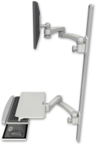 ICW EV65-T50D-KUS-A4-QG LCD mount, 50" Track, two arms, work surface, KB, two 20" two armss, Gray